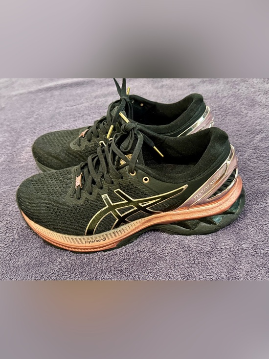 Asics Shoes - Asics Black Sneakers with Rose Gold and Gold Accents